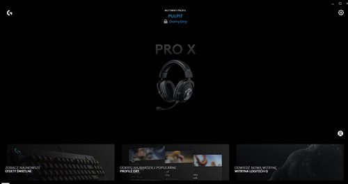 Logitech G Hub: ekran startowy