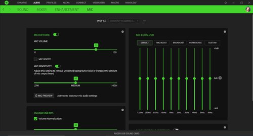 Razer Synapse: ustawienia mikrofonu 