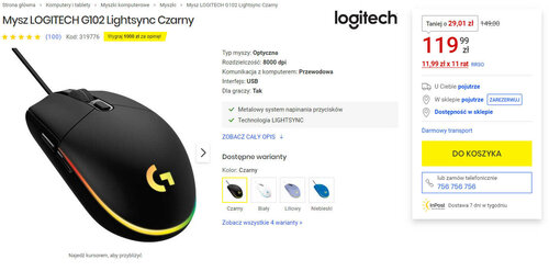 logitech g102
