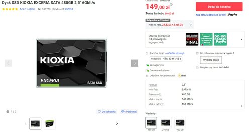 kioxia exceria SSD 480 gb