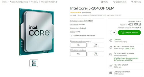 Intel Core i5 10400F OEM