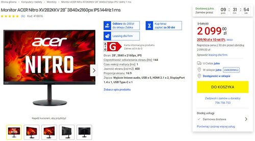 Acer Nitro XV282KKV promocja