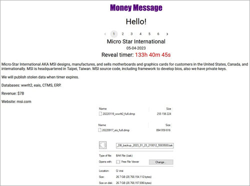 Money Message wykradło 1.5 TB danych od MSI