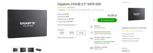 Dysk SSD Gigabyte 256 GB