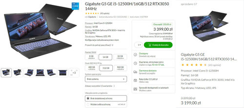 Gigabyte G5 GE promocja