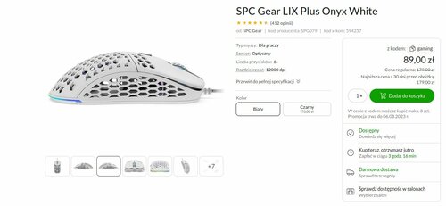 SPC Gear LIX Plus Onyx White promocja