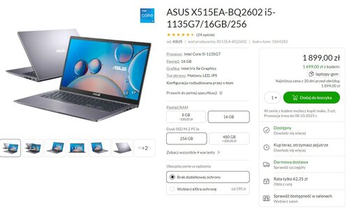 Laptop ASUS X515EA-BQ2602 promocja