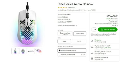 SteelSeries Aerox 3 Snow promocja