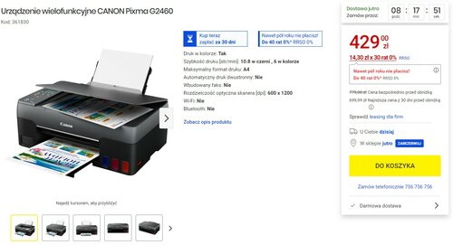 CANON Pixma G2460 promocja Media Expert