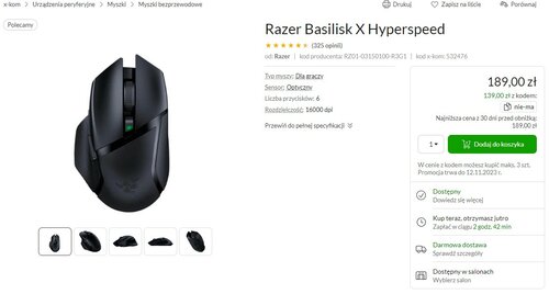 Razer Basilisk X Hyperspeed promocja