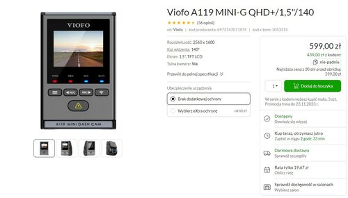 Viofo A119 MINI-G promocja