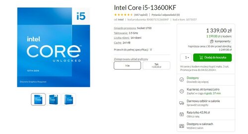 Intel Core i5 13600KF promocja