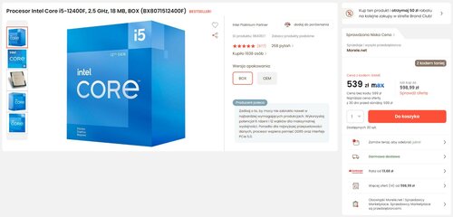 Intel Core i5 12400F promocja