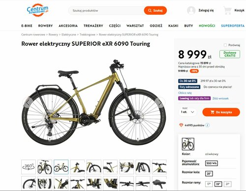Elektryczny rower trekkingowy do kupienia taniej o 1000 zł