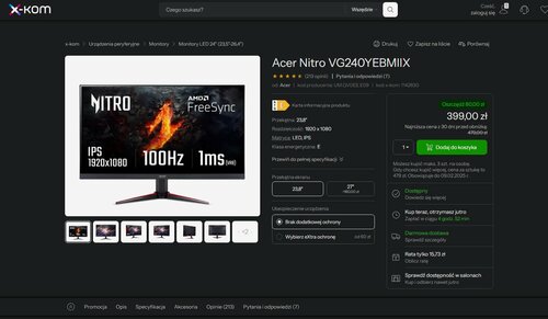Kapitalny monitor od Acera do kupienia w niskiej cenie