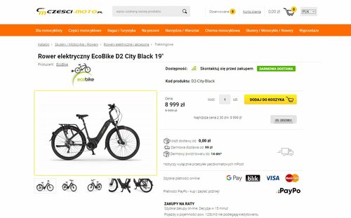 Elektryczny rower trekkingowy od Ecobike