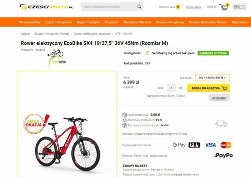 Wydajny elektryczny rower górski taniej o 1 500 zł