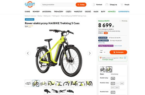 Elektryczny rower trekkingowy taniej o 7 600 zł