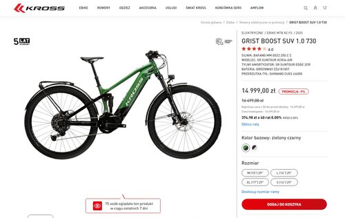 Elektryczny rower górski z pełnym zawieszeniem w promocji