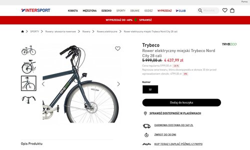 Elektryczny rower miejski taniej o 1 500 zł w Intersport!
