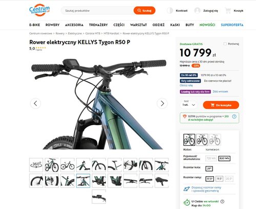 Elektryczny góral od Kellys taniej o 3 200 zł
