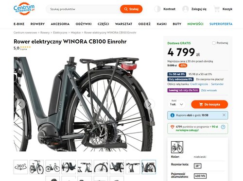 Elektryczny rower miejski kusi 57% rabatem