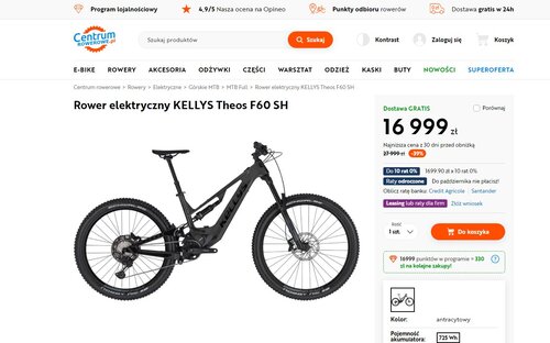 elektryczny góral Kellys stał się tańszy o 11 000 zł!
