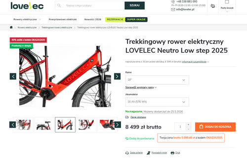 elektryczny rower trekkingowy w promocji