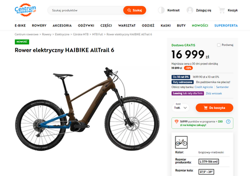 Elektryczny rower górski w promocji