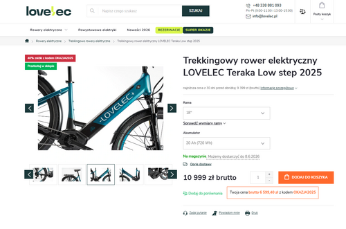 Elektryczny rower trekkingowy staniał