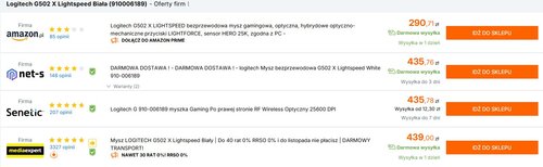 Logitech G502 X Lightspeed cena
