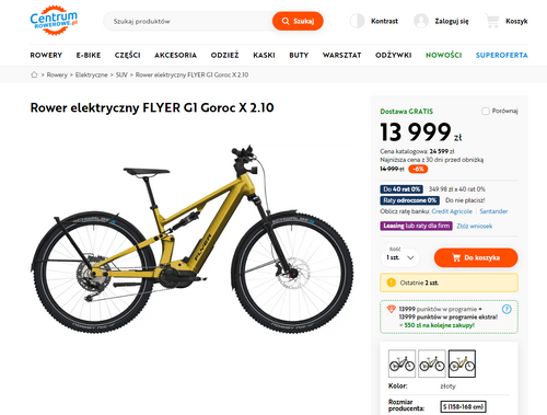 Elektryczny rower Flyer taniej
