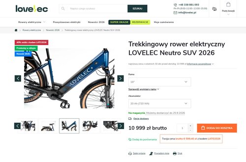 Elektryczny rower trekkingowy z Czech w promocji