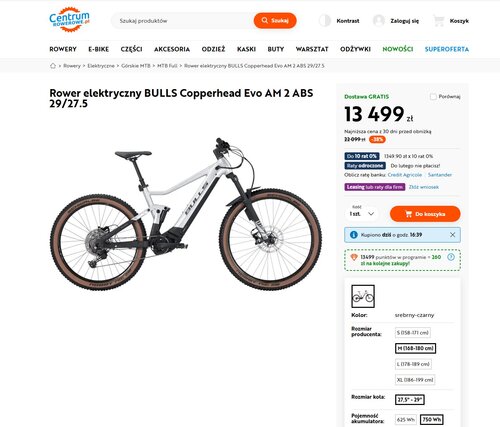 Elektryczny góral objęty 38% zniżką